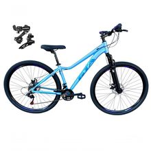 Bicicleta Aro 29 Gta Start Câmbios Shimano 21v Freio A Disco Mountain Bike Alumínio Azul-Roxo Tam: 15