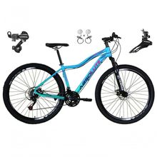 Bicicleta Feminina Aro 29 Absolute Hera 24v Cambios Shimano Freio Hidraulico Mtb Alumínio Azul-Verde Tam: 15
