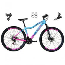 Bicicleta Feminina Aro 29 Absolute Hera 24v Cambios Shimano Freio Hidraulico Mtb Alumínio Azul-rosa Tam: 17
