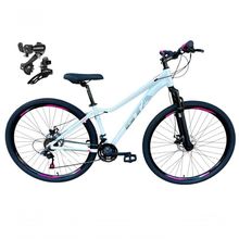 Bicicleta Aro 29 Gta Start Câmbios Shimano 21v Freio A Disco Mountain Bike Alumínio branco-cinza-rosa Tam: 15