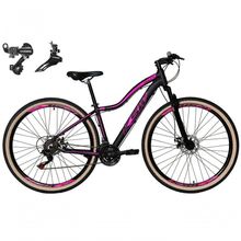 Bicicleta Aro 29 Ksw Mwza Feminina Câmbios Shimano 24v Aluminio Freio A Disco Garfo Suspensão preto-rosa Tam: 15