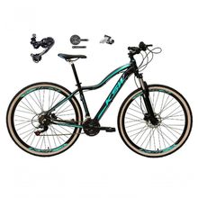 Bicicleta Aro 29 Ksw Mwza Feminina Câmbio Shimano Deore-altus 27v Freio Hidráulico Garfo C-trava preto-Azul Tam: 17