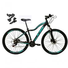 Bicicleta Aro 29 Ksw Mwza Feminina Câmbios Shimano 21v Freio A Disco Garfo Suspensão Mtb preto-Azul Tam: 17
