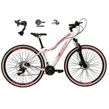 Bicicleta Aro 29 Ksw Mwza Feminina Câmbio Shimano Alívio-altus 27v Freio Hidráulico Garfo C-trava branco-rosa Tam: 15