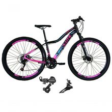 Bicicleta Feminina Aro 29 Absolute Hera 24v Cambios Shimano Freio A Disco Mtb Alumínio preto-rosa Tam: 17