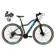 Bicicleta Feminina Aro 29 Ksw Mwza Câmbio Shimano Acera 24v Aluminio K7 Garfo Trava Freio A Disco preto-Azul Tam: 17