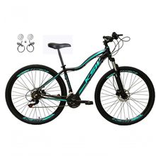 Bicicleta Aro 29 Ksw Mwza Feminina Alumínio 21v Freio Hidraulico Garfo Suspensão Mtb preto-Azul Tam: 17