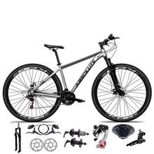 Bicicleta Aro 29 Absolute Nero 5 Alumínio 24v Câmbios Shimano K7 Freio Hidráulico Garfo Comtrava cinza Tam: 19