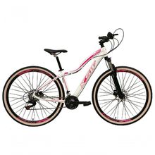 Bicicleta Aro 29 Ksw Mwza Feminina 27v Aluminio Freio A Disco Hidráulico K7 Garfo Com Trava branco-rosa Tam: 17