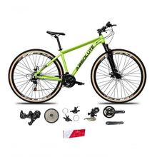 Bicicleta Aro 29 Absolute Nero 5 Alumínio 2x9 Freios Hidráulicos K7 Garfo Com Trava 18v Mtb Verde Tam: 19