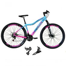 Bicicleta Aro 29 Absolute Hera Feminina 21v Cambios Shimano Freio A Disco Mtb Alumínio Azul-rosa Tam: 17