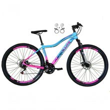 Bicicleta Aro 29 Absolute Hera Feminina Alumínio 21v Freio Hidraulico Garfo Suspensão Mtb Azul-rosa Tam: 15