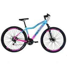 Bicicleta Aro 29 Absolute Hera Feminina 24v Freio A Disco Garfo Suspensão Mtb Alumínio Azul-rosa Tam: 17