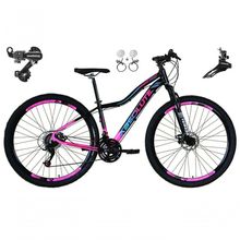 Bicicleta Aro 29 Absolute Hera Feminina 21v Cambios Shimano Freio Hidraulico Mtb Alumínio preto-rosa Tam: 15
