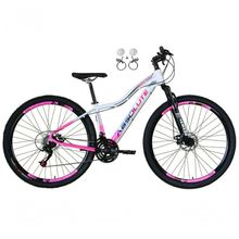Bicicleta Aro 29 Absolute Hera Feminina Alumínio 21v Freio Hidraulico Garfo Suspensão Mtb branco-rosa Tam: 17