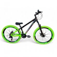 Bicicleta Aro 26 Vikingx Tuff Freeride 21v Aro Vmaxx Freio A Disco Garfo Suspensão Pneu Flame preto-Verde X44