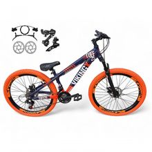 Bicicleta Aro 26 Vikingx Tuff Câmbios Shimano Freio Hidráulico 21v Freeride Aro Vmaxx Flame Roxo-Laranja X25