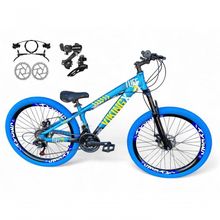 Bicicleta Aro 26 Vikingx Tuff Câmbios Shimano Freio Hidráulico 21v Freeride Aro Vmaxx Flame Azul-preto X25