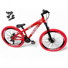 Bicicleta Aro 26 Vikingx Tuff Câmbios Shimano 21v Freeride Freio A Disco Aro Vmaxx Pneu Flame vermelho X25