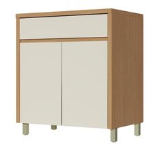 Balcão Gabinete De Cozinha 2 Porta 1 Gaveta 100% Mdf Cléo Madeirado/off White Nesher Madeirado/off White