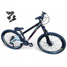 Bicicleta Aro 26 Vikingx Tuff Câmbios Shimano 21v Freeride Freio A Disco Aro Vmaxx Pneu Flame preto-branco X44