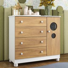 Cômoda Infantil 95cm 1 Porta Com Vidro E 4 Gavetas Bombom Multimóveis MP4464 Branco-madeirado