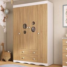 Guarda-roupa Infantil 122cm Com Vidro 4 Portas E 2 Gavetas Sonho Multimóveis MP4473 Branco-madeirado