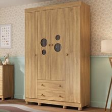 Guarda-roupa Infantil 122cm Com Vidro 4 Portas E 2 Gavetas Bombom Multimóveis MP4463 Madeirado