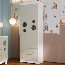 Guarda-roupa Infantil 62cm 2 Portas Com Vidro E 2 Gavetas Sonho Multimóveis MP4471 Branco-off White