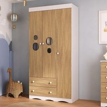 Guarda-roupa Infantil 92cm Com Vidro 3 Portas E 2 Gavetas Sonho Multimóveis MP4472 Branco-madeirado