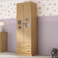 Guarda-roupa Infantil 62cm 2 Portas Com Vidro E 2 Gavetas Pirulito Multimóveis MP4466 Madeirado