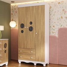 Guarda-roupa Infantil 92cm Com Vidro 3 Portas E 2 Gavetas Suspiro Multimóveis MP4457 Branco-madeirado