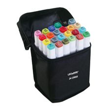 Kit Marcador Artístico Duas Pontas Com Estojo Zíper Leonora 24 Cores