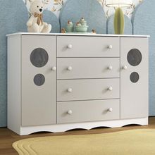 Cômoda Infantil 125cm 2 Portas Com Vidro E 4 Gavetas Sonho Multimóveis MP4475 Branco-off White