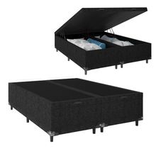 Cama Box Baú Casal Bipartido Suede Preto 138x188