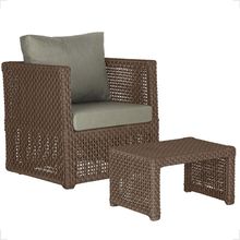 Mesa E 1 Poltrona Madri Corda Náutica Estofado 8 Trama Marrom