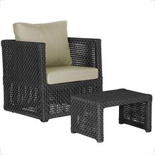 Mesa E 1 Poltrona Madri Corda Náutica Estofado 7 Trama Preto