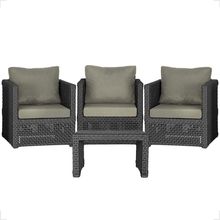 Mesa E 3 Poltronas Madri Corda Náutica Estofado 8 Trama Preto