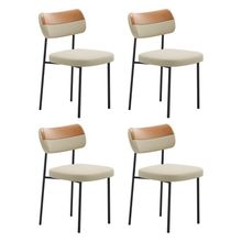 Kit 04 Cadeiras Sala De Jantar Lila Estofada Couríssimo Whisky Linho Bege - Desk Design