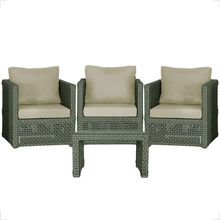 Mesa E 3 Poltronas Madri Corda Náutica Estofado 7 Trama Verde