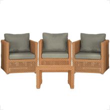 Mesa E 3 Poltronas Madri Corda Náutica Estofado 8 Trama Terra Cota