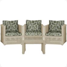 Mesa E 3 Poltronas Madri Corda Náutica Estofado 5 Trama Rami