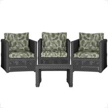 Mesa E 3 Poltronas Madri Corda Náutica Estofado 5 Trama Preto