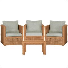 Mesa E 3 Poltronas Madri Corda Náutica Estofado 3 Trama Terra Cota