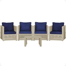 Mesa E 4 Poltronas Madri Corda Náutica Estofado 10 Trama Rami