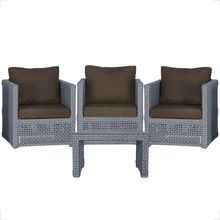 Mesa E 3 Poltronas Madri Corda Náutica Estofado 9 Trama Prata