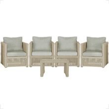 Mesa E 4 Poltronas Madri Corda Náutica Estofado 3 Trama Rami