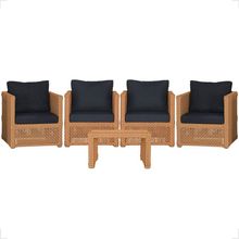 Mesa E 4 Poltronas Madri Corda Náutica Estofado 12 Trama Terra Cota