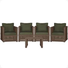 Mesa E 4 Poltronas Madri Corda Náutica Estofado 13 Trama Marrom