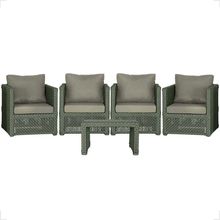Mesa E 4 Poltronas Madri Corda Náutica Estofado 8 Trama Verde